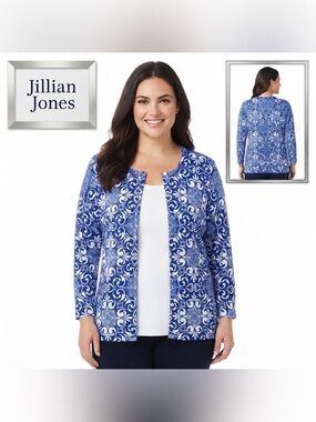 Jillian Jones Button Front Patterned Cardigan NWT Large